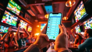 Experience the excitement of mix parlay betting in a lively sports bar scene with fans and live sports.