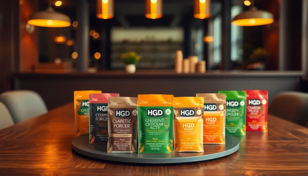 Showcase a selection of HQD Pods with vibrant colors and unique flavors arranged attractively on a wooden table.