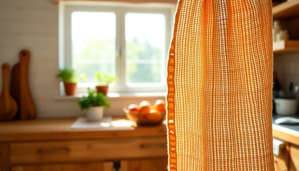 Activating kaasdoek in a sunny kitchen, emphasizing its texture and functionality.