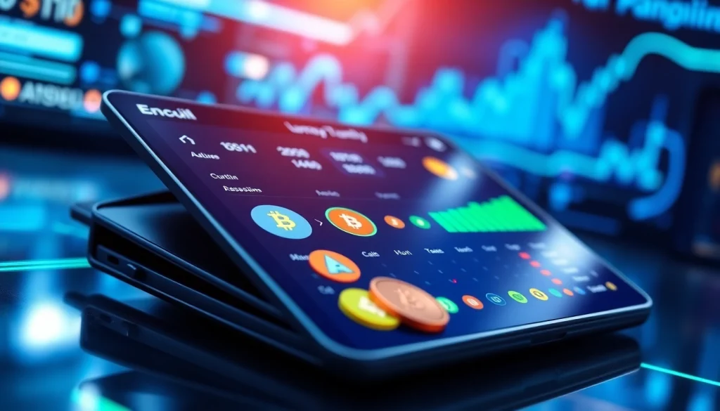 Showcase gaurda wallet dashboard with vibrant crypto coins in a sleek digital environment.